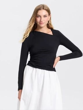 Women's Long Sleeve Knit Asymmetrical Top - A New Day™